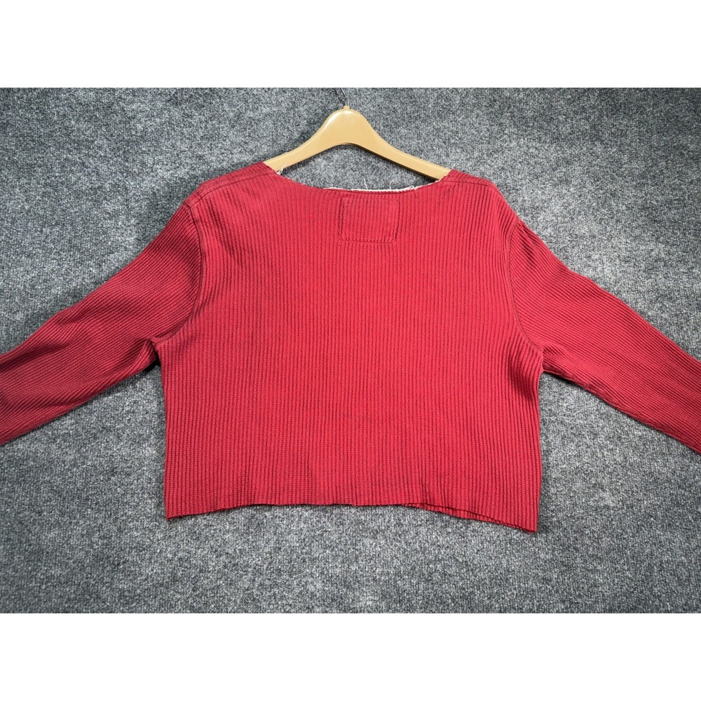 Aeropostale Cropped Top Sweater Women's XL Red Waffle Knit Spell-out Vintage Y2K - Picture 2 of 10